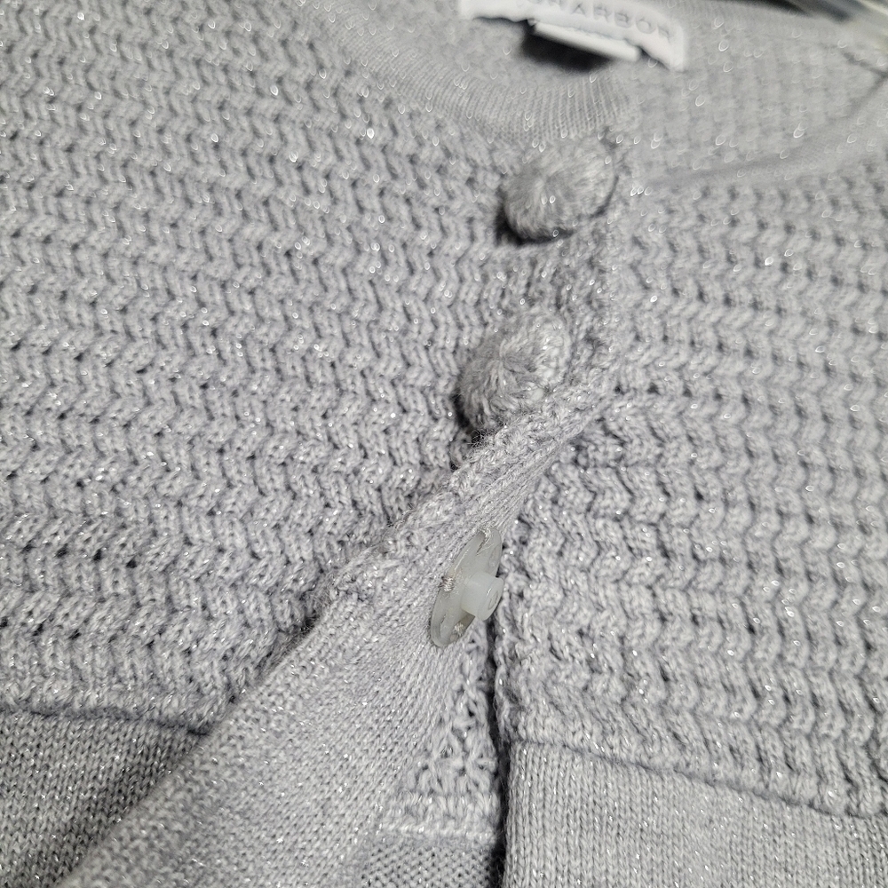 Sag Harbor Grey Sparkly Silver Metallic 2 Button Sweater Size‎ XL - Picture 3 of 8